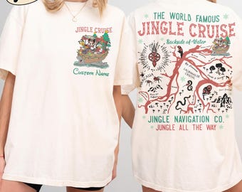 Two-sided Disney Jungle Cruise Ride Christmas Shirt, Mickey and Friends Jingle Cruise Backside Of Water Disneyland Christmas Animal Kingdom