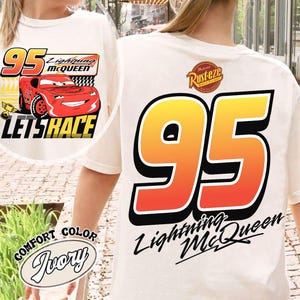 Retro Two Sided Lightning Mcqueen Comfort Colors Shirt, Disney Cars Shirt, Disney Pixar Cars Shirt, Cars Family Vacation 2026 Tee, WDW Trip image 2