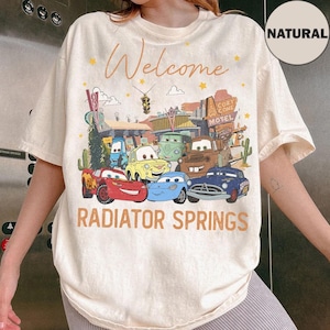 Disney Pixar Cars Groups Radiator Springs Tee, Cars Lightning McQueen Tow Mater Doc Hudson Sally Disneyland Trip 2026 Tee, WDW Trip Tee image 1
