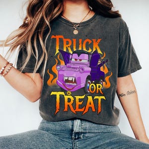 Disney Pixar Cars Halloween Tow Mater Vampire Truck Or Treat Shirt, Mater Halloween Costume T-shirt, Cars Halloween Group Matching Tee image 4