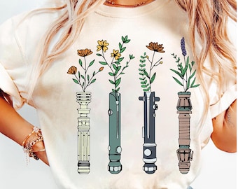 Bloemen lichtzwaard Star Wars-shirt, Disney dames Star Wars-T-shirt, bloemen lichtzwaard T-shirt, Darth Vader-shirt, Galaxy's Edge Trip, Disney World