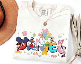 Custom Name Mickey And Friends Birthday Balloons Shirt, Personalized Disney Minnie Donald Goofy Matching Tee, Custom Birthday Boy Girl Shirt