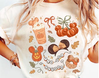 Retro Coquette Bow Disney Halloween Pumpkin Shirt, Disney Autumn Coffee Tis The Season, Disney Fall Vibes Shirt, Disneyland Halloween Shirts