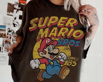 Camiseta vintage divertida de Super Mario Bros Gaming para gamers, Mario desde el 85 para gamers, camiseta a juego con el disfraz de Super Mario de Universal Studios Hollywood