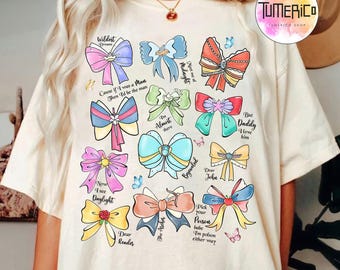 Camiseta de princesa de Disneyland con acuarela y lazos Coquette, camiseta con la letra de la canción "In My Princess Era", camiseta de Blancanieves, Cenicienta, Aurora y Bella.