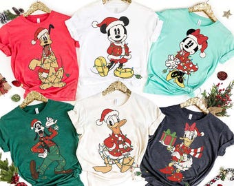 Vintage  Retro mickey & friends Christmas Lights Shirt, Disney Christmas Couples, Mickey's Very Merry Christmas Party 2026,Disneyland Xmas