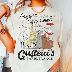 Maglietta vintage Disney Pixar Ratatouille, maglietta Remy Little Chef e Emile Cheese Tower, maglietta Remy Gusteau's Paris, maglietta Everyone Can Cook