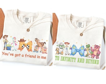 Camiseta Coquette Bow Watercolor Disney Pixar Toy Story You've Got A Friend In Me, To Infinity and Beyond, Woody Jessie Buzz Slinky Bo Peep