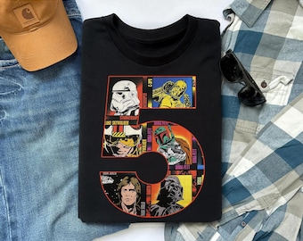 Customize Age Star Wars Birthday Boy Toddler Kid Tee, Star Wars Birthday Tee,  Galaxy's Edge Birthday Boy Girl Tee, Darth Vader Stormtrooper