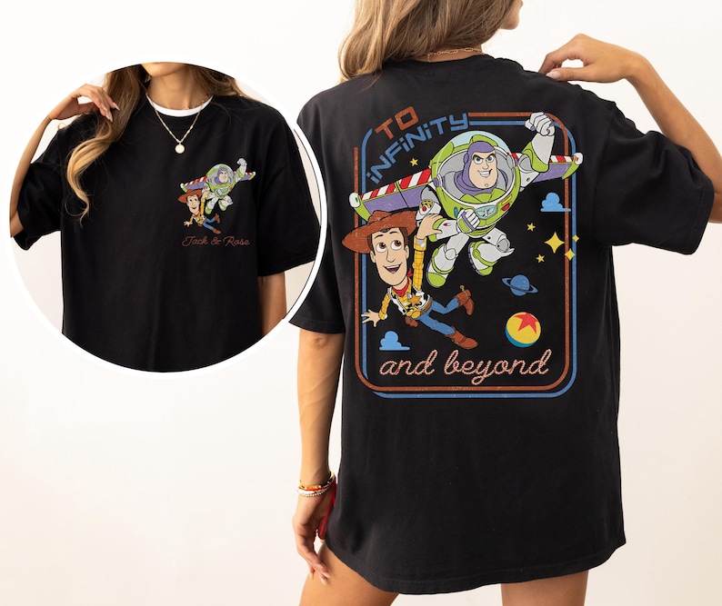 Camiseta de Disney Pixar Toy Story: Infinito y más allá, camiseta de Buzz Lightyear y Woody, camiseta de Toy Story Land, Magic Kingdom, viaje familiar a Disney imagen 5