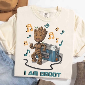 ヴィンテージベビーグルートシャツ、ディズニーマーベル「I am Groot」シャツ、ガーディアンズオブギャラクシーシャツ、キュートなグルートバースデーボーイシャツ、MCUファンTシャツ