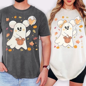 ディズニー ミッキーとミニーマウス ゴースト ガーリー サンクスギビング シャツ、ディズニー 秋がやってくる ディズニーランド サンクスギビング 秋 パンプキン 2025