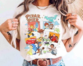 Retro Disney Pixar Characters Photos Shirt Disney Pixar Pier Disney California Adventure Incredicoaster , Magic Kingdom, Disney Family Trip