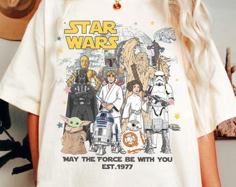 Maglietta Disney Star Wars "Che la Forza sia con te" del 1977, Star Wars Squad, maglietta Darth Vader Stormtrooper Chewbacca, Galaxy's Edge Trip
