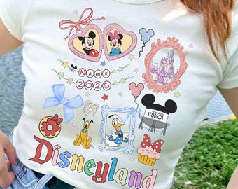 Noeud coquette personnalisé Mickey et ses amis, chemise voyage Disneyland, studio hollywoodien, t-shirt assorti Disney Girl's Trip 2026, t-shirt Magic Kingdom