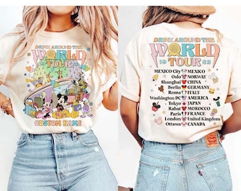 Two-sided Mickey & Friends Figment Disney Epcot Shirt, Chip and Dale Epcot World Tour 1982, Disney Drinking Around The World, Figment Shirt
