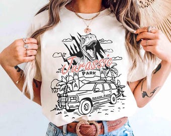 Vintage Jurassic Park-shirt, retro Jurassic Park-ingang met tourshirt, Jurassic Park dinosaurus T-rex-shirt, Jurassic World, jaren 90 Dino-shirt