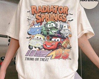 Retro Radiator Springs Cars film Halloween-shirt, Lightning McQueen Tow Mater Halloween-shirt, Disney Halloween-reis, Halloweenfeest 2026