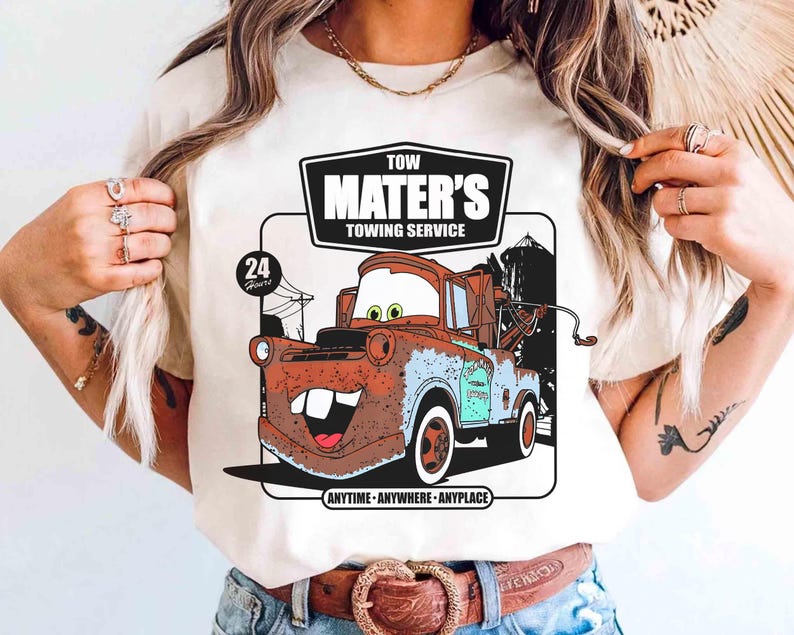 Disney Pixar Cars Tow Mater Towing Service T-shirt, Radiator Springs Tee, Disney Cars Boy's Shirt, Cars Land Shirt, Disneyland Matching Tee image 1