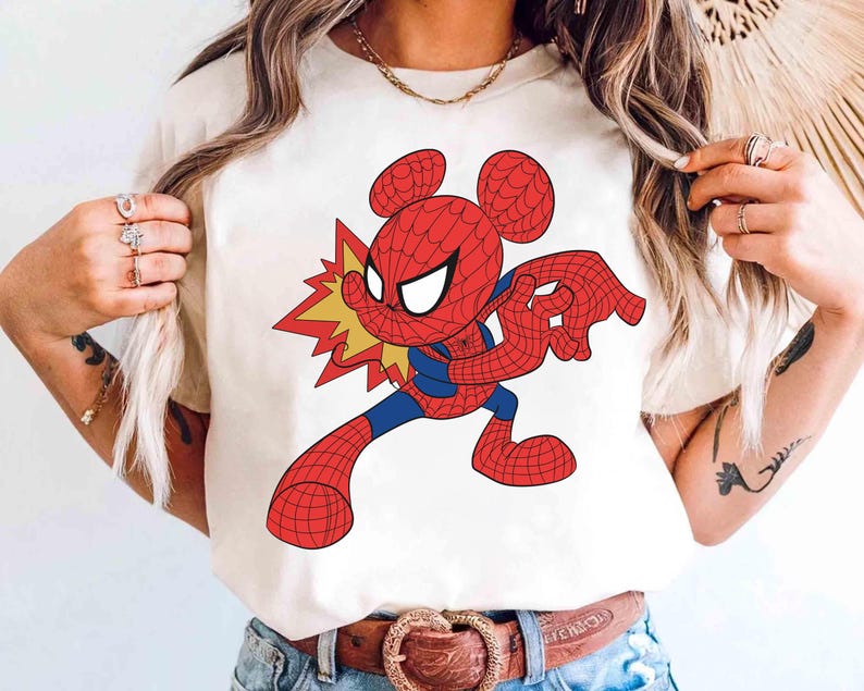 Maglietta Disney Mickey Spider, maglietta Disney Mickey Spiderman, maglietta per bambini Disney Spider, maglietta Disney Marvel Spider, Topolino e i suoi amici, fan MCU immagine 3