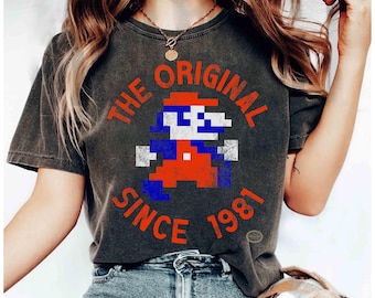 Vintage Nintendo Super Mario 8-Bit Original Since 81 Shirt, Mario Since 85 for Gamer, Universal Studios Super Mario Costume Matching Tee