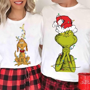 Classic Grinch and Max Dog Christmas Lights Shirt, Merry Grinchmas, Grinchy Xmas, Whoville Grinch Xmas,Festive Grinch and Max Christmas Tee