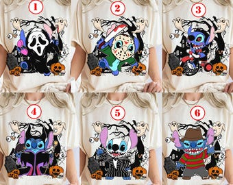 Disney Stitch Horror Halloween Costume shirt, Lilo and Stitch Halloween Shirt, Spooky Costume Horror Characters Tee, Halloween Party 2026