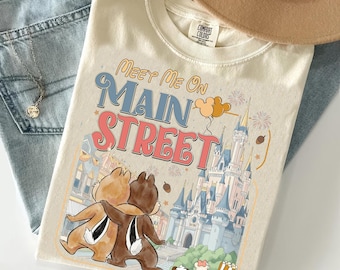 Funny Chip N Dale Meet Me On Main Street Shirts, Shirt, Disneyland Trip Tee, WDW Tee, Rescue Ranger Tee, Disneyland Matching Tee, WDW Tee