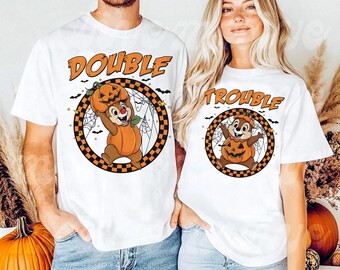 Disney Chip N Dale Halloween Double Trouble shirt, Chip N Dale Costume Pumpkin Halloween tee, Disneyland Halloween shirt , Halloween Party