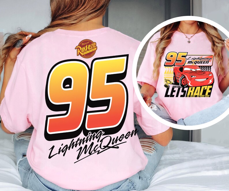 Retro Two Sided Lightning Mcqueen Comfort Colors Shirt, Disney Cars Shirt, Disney Pixar Cars Shirt, Cars Family Vacation 2026 Tee, WDW Trip image 4