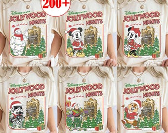 Personalized Disney Jollyhood Nights Christmas Shirt, Disney's Hollywood Studios 2026 Shirt, WDW Mickey and Friends Toy Story Princess Xmas