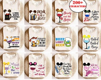 Disney Funny Drinking Around The World Shirt, EPCOT Halloween Tee,Epcot Food And Wine, Princess Mickey Toy Story Figment Drinking Team Shirt