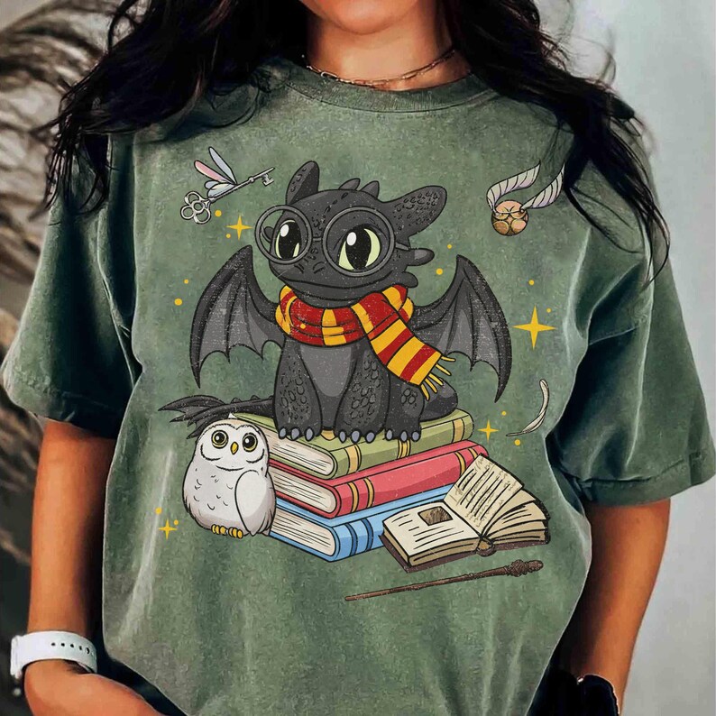Toothless Vintage Shirt, Epic Universe Toothless Shirt, Toothless Gryff Costume Witch Halloween Shirt, Night Fury Wizard Universal Studios image 6
