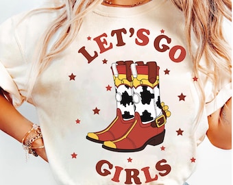 Maglietta retrò Let's Go Girls Toy Story Jessie, maglietta Disney Toy Story, maglietta vintage Jessie con colori coordinati, maglietta coordinata per la famiglia Disneyland