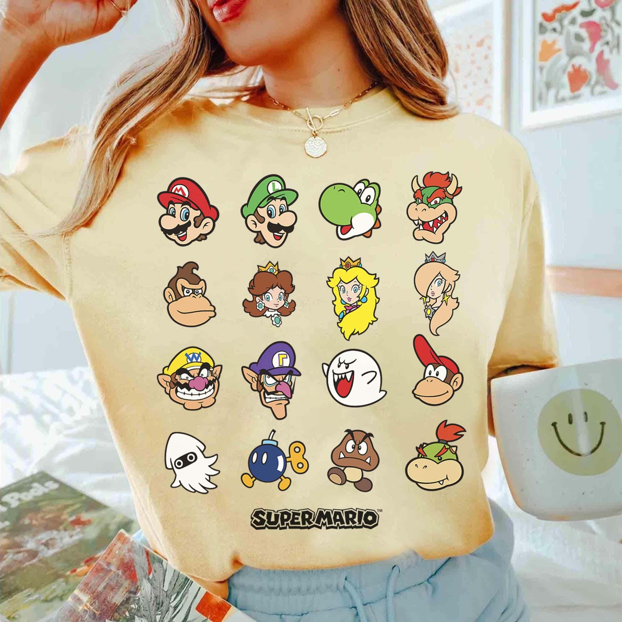 Nintendo Super Mario Character Faces Grid Graphic T-shirt, Mario