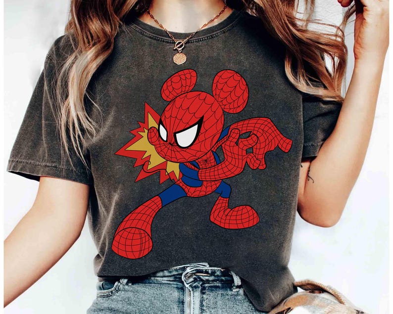 Maglietta Disney Mickey Spider, maglietta Disney Mickey Spiderman, maglietta per bambini Disney Spider, maglietta Disney Marvel Spider, Topolino e i suoi amici, fan MCU immagine 1