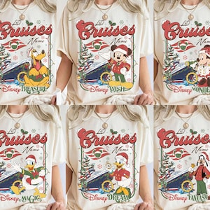 Personalized Disney Cruise Let's Cruise Mickey & Friends Family Cruise Trip Shirt, Vintage Custom Disney Cruise Line Group Christmas Shirt