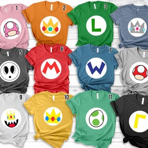 Nintendo Super Mario Icon Costume Halloween Logo Shirt,Mario Luigi Princess Peach Toad Yoshi Bowser Halloween Tee,Mario Costume Matching Tee image 2
