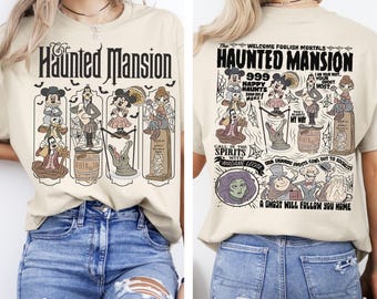2 sided Vintage Disney Halloween Haunted Mansion Mickey & Friends Shirt, Welcome Foolish Mortals Retro T-shirt, Mickey's Not So Scary Shirt