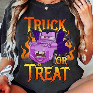 Disney Pixar Cars Halloween Tow Mater Vampire Truck Or Treat Shirt, Mater Halloween Costume T-shirt, Cars Halloween Group Matching Tee image 1