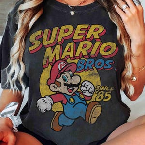 Vintage Super Mario Bros Gaming Funny Gamer T-Shirt, Mario Since 85 for Gamer, Universal Studios Hollywood Super Mario Costume Matching Tee image 4
