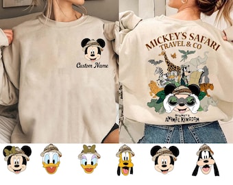 Vintage 2-Sided Disney Animal Kingdom Shirt, Mickey's Safari Travel & Co Shirt, Mickey And Friends Safari T-shirt, Disney Safari Mode Shirts