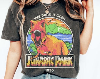 Jurassic Park 1993 The Park Is Open Jurassic Park Logo T-shirt, Tyrannosaurus Shirt, Jurassic Park Dinosaur T-Rex Shirt, 90s Dino T-shirt
