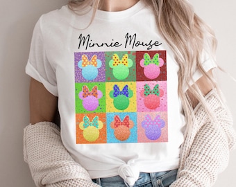 Camiseta con lazo y orejas de Minnie Mouse de Disney, camiseta de Minnie, camiseta con lazo de Minnie, camiseta de cumpleaños de Disney para niña, camiseta a juego para la familia de Disneyland