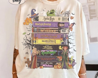 Disney Halloween Books Shirt, Retro Spooky Season Book Tee, Disney Horro Movie Halloween Tee,Hocus Pocus Nightmare Before Christmax Book Tee
