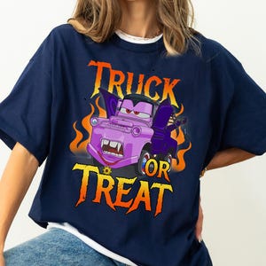Disney Pixar Cars Halloween Tow Mater Vampire Truck Or Treat Shirt, Mater Halloween Costume T-shirt, Cars Halloween Group Matching Tee image 5