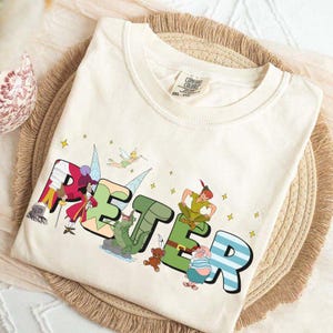 Custom Name Kids Toddler Disney Peter Pan Shirt, Personalized Disney Characters Matching Shirt, Peter Pan,Tinker Bell, Birthday Boy Trip Tee