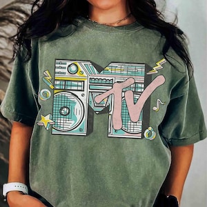MTV Logo Vintage Ich will meine Boombox Grafik-T-Shirt, Musik Fernsehen T-Shirt, MTV Logo T-Shirt, Retro 80er und 90er Jahre MTV Wash Familie passendes T-Shirt