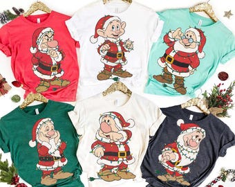 Vintage Disney Snow White And Seven Dwarfs All Characters Christmas Lights Shirt, Grumpy, Dopey, Evil Queen, Disney Christmas Matching Tee