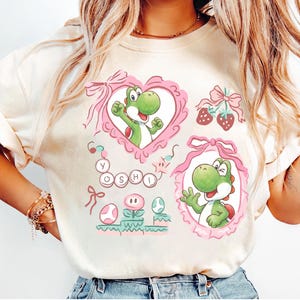 Maglietta con i personaggi del film Super Mario Galaxy e fiocco cocchi, maglietta Super Mario Luigi Peach Princess Trip, Universal World immagine 6